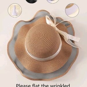 Beige hat white band